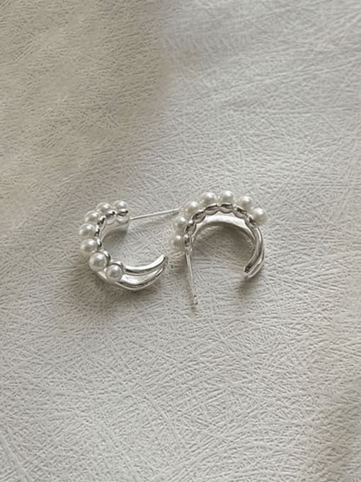ARTTI 925 Sterling Silver Bead Geometric Minimalist Stud Earring 0