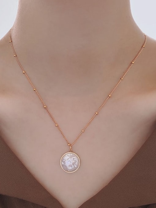 XL0202 Titanium Steel Imitation Pearl Pentagram Minimalist Necklace