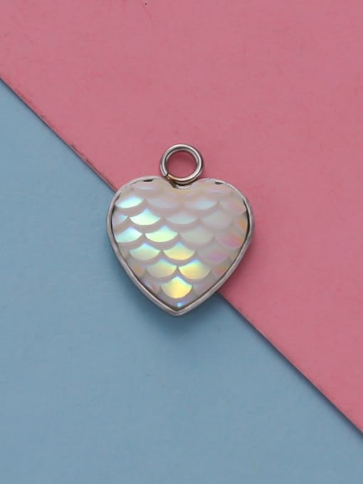 15 Stainless Steel Heart Accessories Heart Shaped Fish Scale Pendant