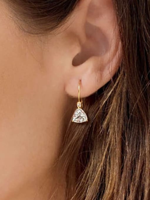 YUANFAN 925 Sterling Silver Cubic Zirconia Triangle Minimalist Hook Earring 2