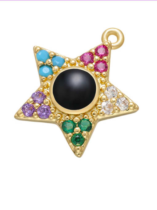 Diamond Black Brass Diamond Gold Plated Five-pointed Star Pendant