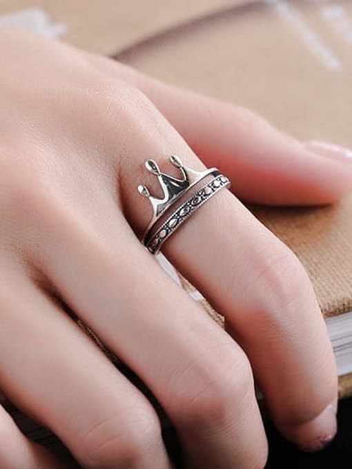 TAIS 925 Sterling Silver Crown Vintage Stackable Ring 1