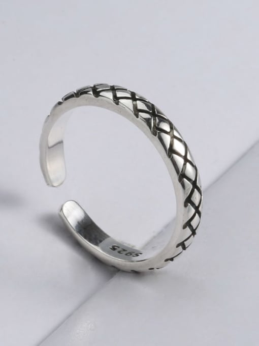 PNJ-Silver 925 Sterling Silver Geometric Vintage Band Ring 2