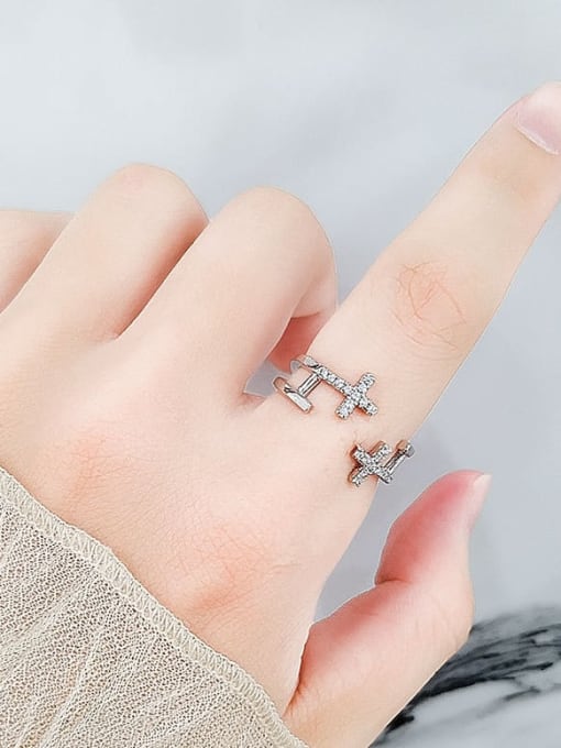 PNJ-Silver 925 Sterling Silver Cubic Zirconia Cross Minimalist Stackable Ring 1