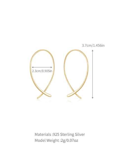 YUANFAN 925 Sterling Silver Geometric Line Minimalist Hook Earring 2