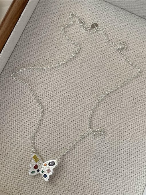 ARTTI 925 Sterling Silver Cubic Zirconia Butterfly Vintage Necklace 2