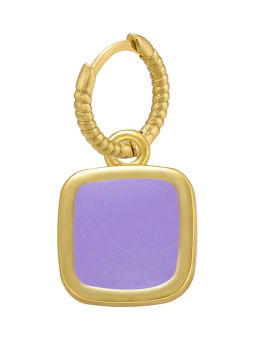 purple Brass Enamel Geometric Drop Earring by Pair