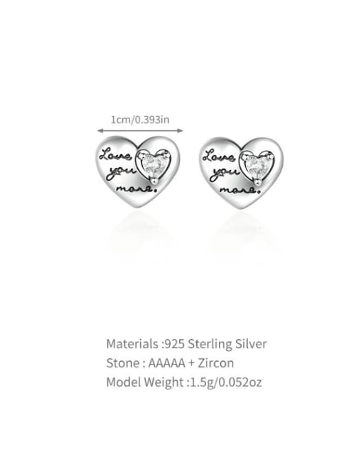 1 925 Sterling Silver Heart Vintage Stud Earring