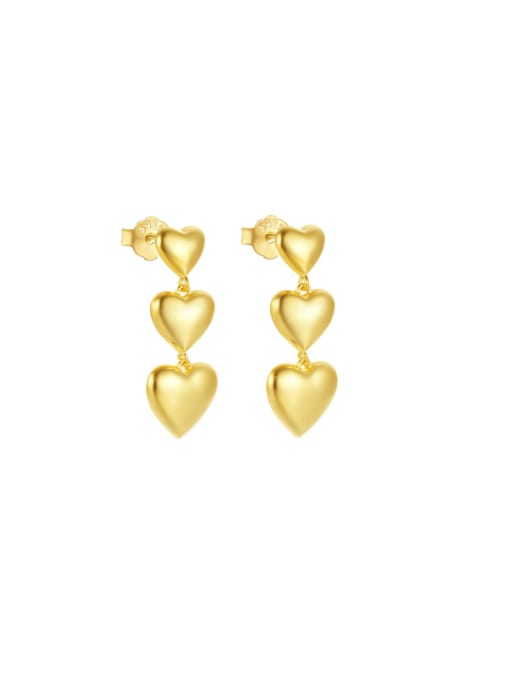 golden 925 Sterling Silver Heart Minimalist Drop Earring