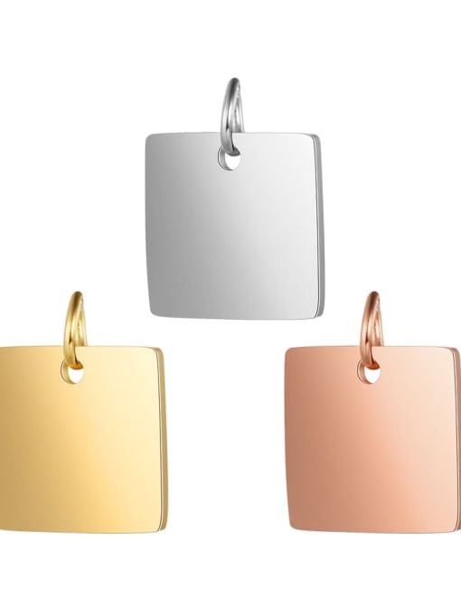 FTime Stainless steel Square Charm Height : 12 mm , Width: 15.5 mm 0