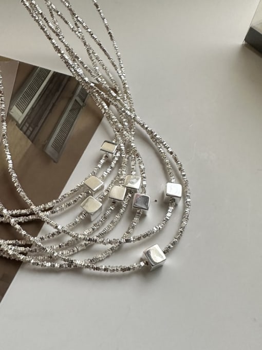 necklace 925 Sterling Silver Dainty Geometric Bracelet and Necklace Set