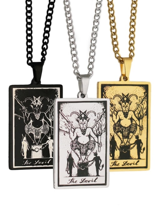 M&J The Devil's Tarot hip hop stainless steel titanium steel necklace 0