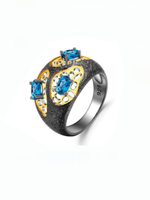 London lantopal stone ring 925 Sterling Silver Amethyst Geometric Vintage Band Ring