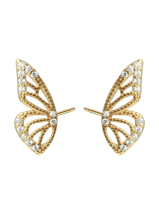 E2134 Gold 925 Sterling Silver Butterfly Cute Stud Earring