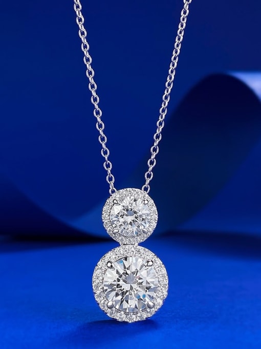N397 platinum 925 Sterling Silver Cubic Zirconia Geometric Luxury Necklace