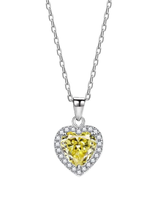 Yellow 925 Sterling Silver Cubic Zirconia Heart Dainty Necklace