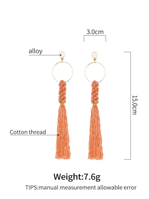 JMI Alloy Cotton Tassel Bohemia  Hand-Woven  Drop Earring 2