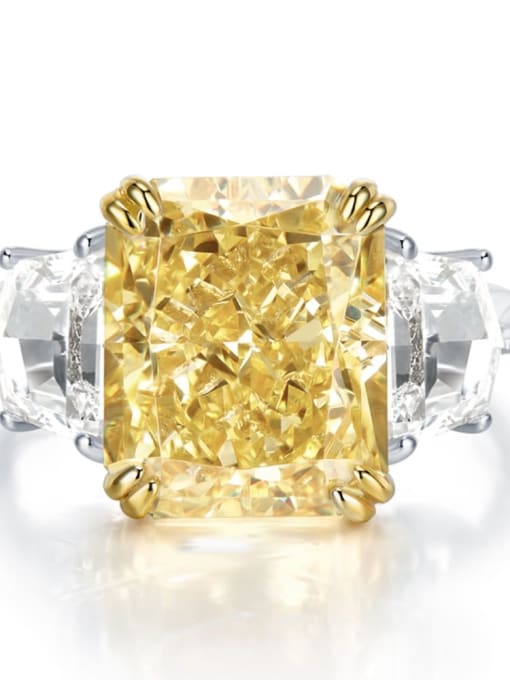 Yellow Diamond 6 925 Sterling Silver High Carbon Diamond Geometric Luxury Band Ring