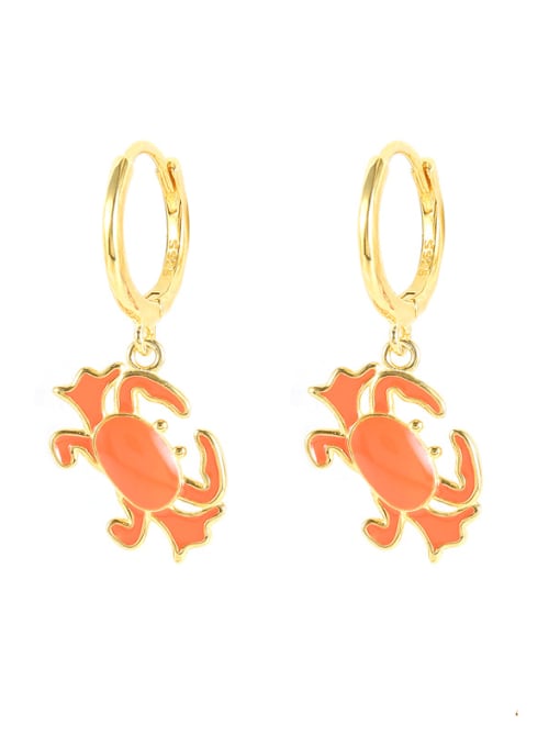 Golden Dripping Crab Hoop 925 Sterling Silver Enamel Animal Cute Huggie Earring