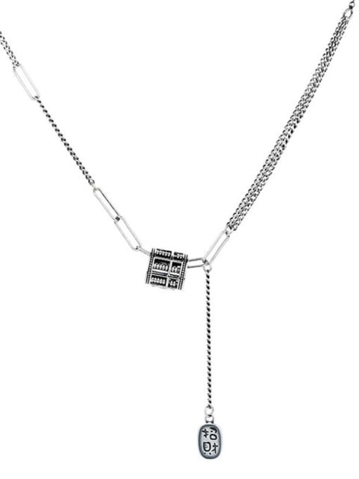 TAIS 925 Sterling Silver Geometric Vintage Tassel Necklace