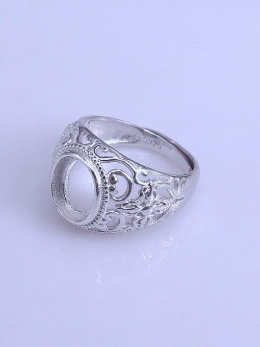 Supply 925 Sterling Silver 18K White Gold Plated Round Ring Setting Stone size: 8*10mm 1