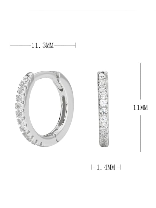 white gold+white 925 Sterling Silver Cubic Zirconia Geometric Minimalist Huggie Earring