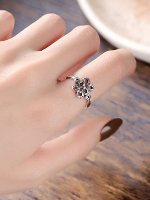 TAIS 925 Sterling Silver Geometric Vintage Chinese Knot Ring 2