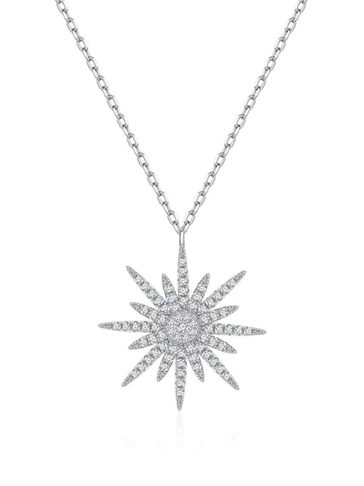 white 925 Sterling Silver Cubic Zirconia Flower Dainty Necklace