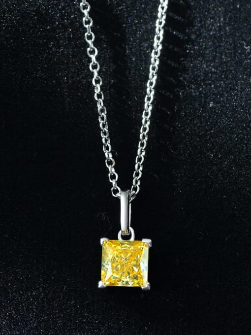 Yellow (including chain) 【 P 0445 】 925 Sterling Silver High Carbon Diamond Geometric Minimalist Necklace