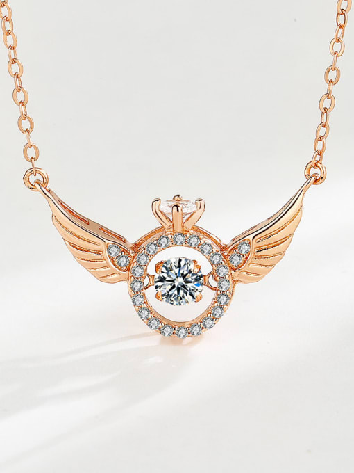 Rose Gold 925 Sterling Silver Cubic Zirconia Wing Minimalist Necklace