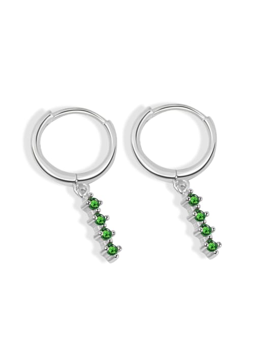 Green diamond (platinum) 925 Sterling Silver Cubic Zirconia Geometric Minimalist Huggie Earring