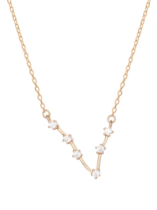 A802 Pisces with champagne gold plating 925 Sterling Silver Cubic Zirconia Constellation Minimalist Necklace