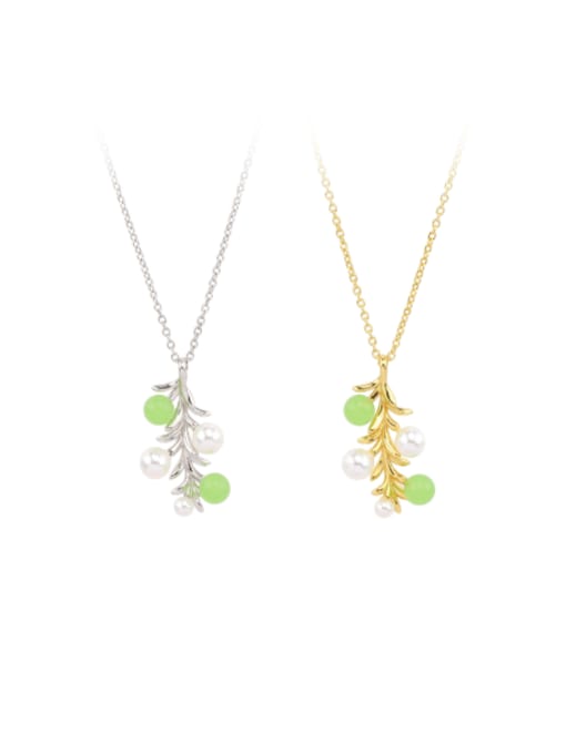Jewel-Silver 925 Sterling Silver Imitation Pearl Flower Minimalist Necklace 0