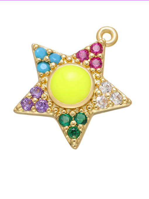 Yellow colored diamond Brass Diamond Gold Plated Five-pointed Star Pendant