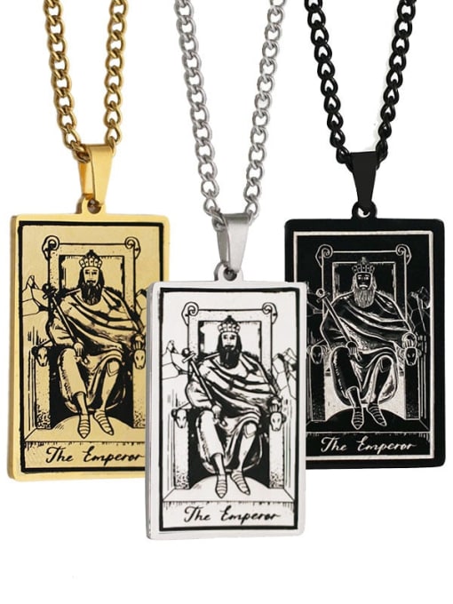 M&J The Emperor's Tarot hip hop stainless steel titanium steel necklace