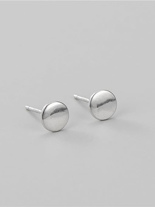 Round Earrings 925 Sterling Silver Geometric Minimalist Stud Earring