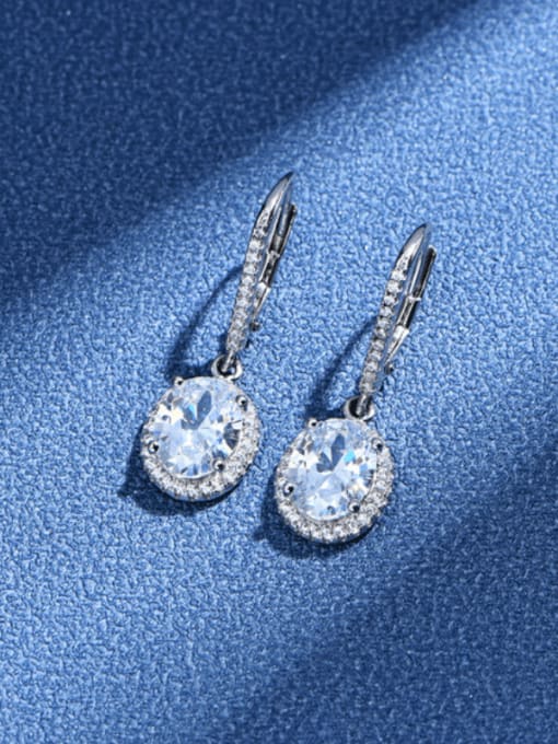A&T Jewelry 925 Sterling Silver Cubic Zirconia Geometric Luxury Hook Earring 1