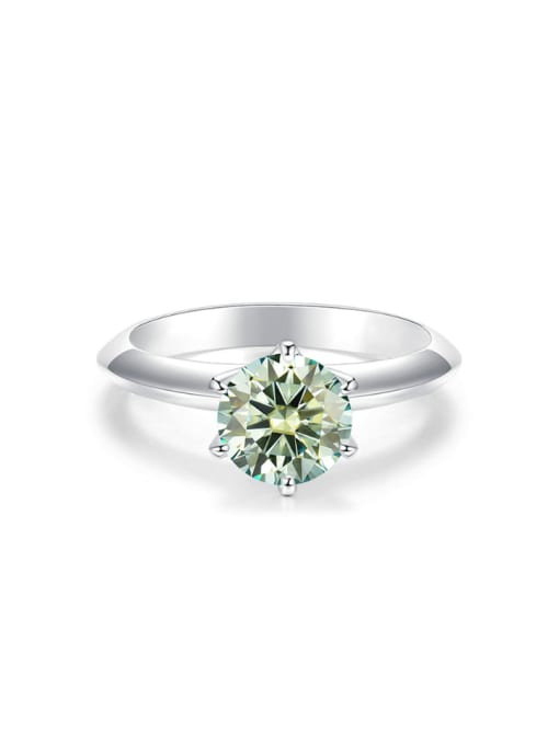2 carats (Blue Green Mosan Diamond) 925 Sterling Silver Moissanite Geometric Dainty Band Ring