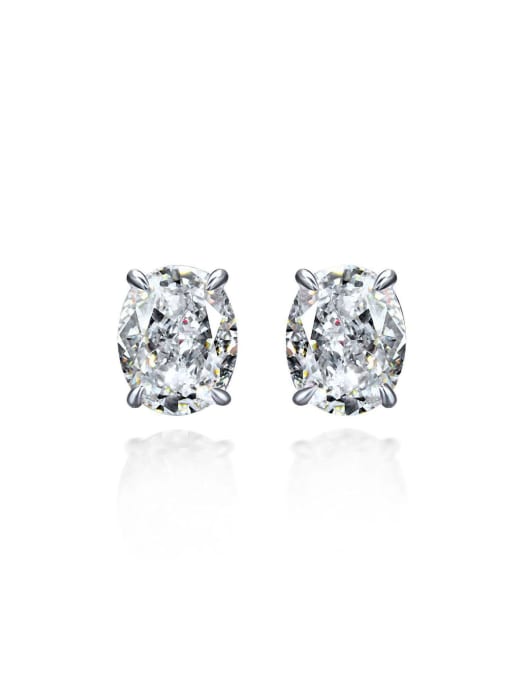 A&T Jewelry 925 Sterling Silver High Carbon Diamond Geometric Dainty Stud Earring