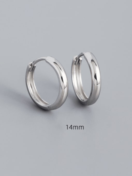 14mm white gold 925 Sterling Silver Geometric Minimalist Huggie Earring