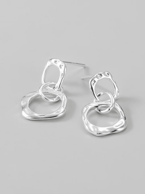 Textured Square Earrings 925 Sterling Silver Geometric Minimalist Drop Earring