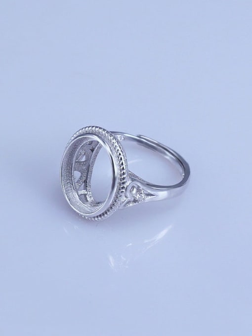 Supply 925 Sterling Silver 18K White Gold Plated Round Ring Setting Stone size: 12*14mm 1
