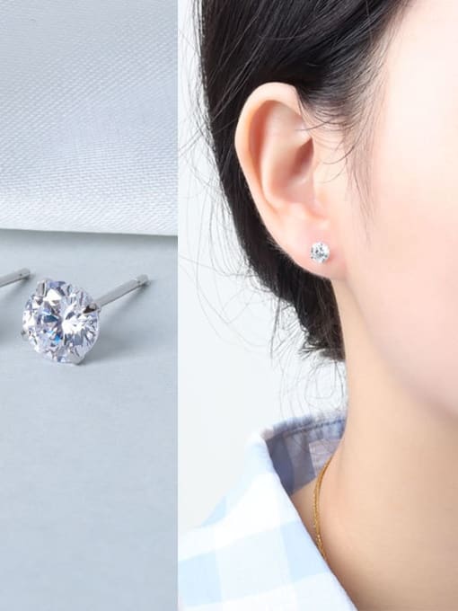 PNJ-Silver 925 Sterling Silver Geometric Minimalist Stud Earring 1