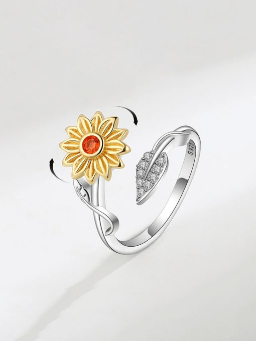 PNJ-Silver 925 Sterling Silver Cubic Zirconia Flower Cute Band Ring 2