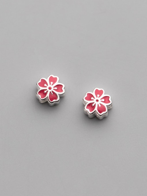 FAN S925 silver electroplating drop glue color five-petal flower 6mm through-hole spacer beads 1