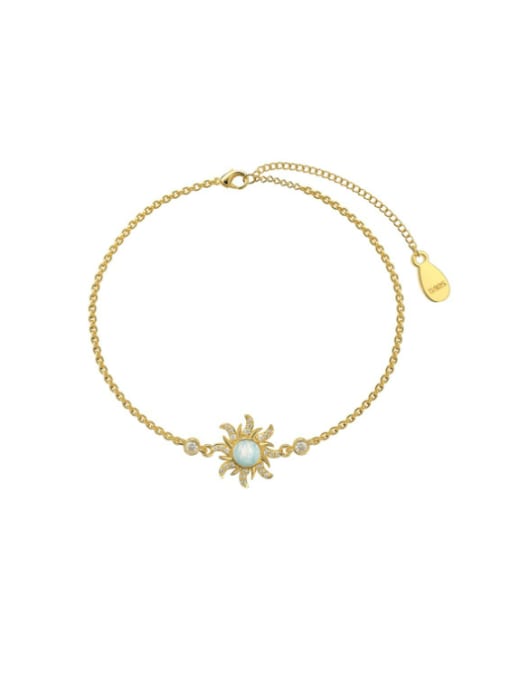 Golden white DY150266 S G WH 925 Sterling Silver Synthetic Opal Flower Trend Link Bracelet