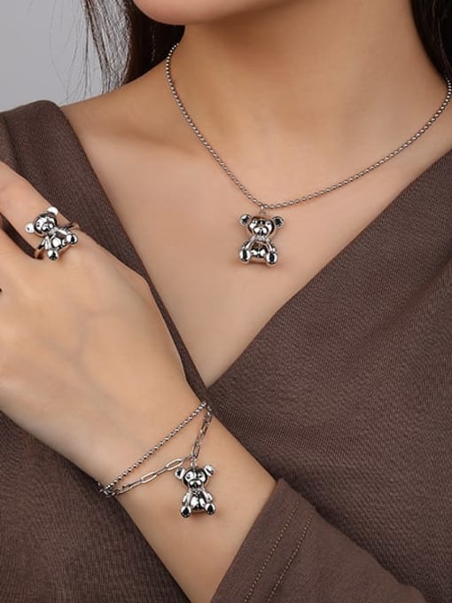 YUANFAN 925 Sterling Silver Bear Cute Bead Chain Necklace 1
