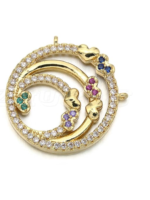 golden copper Concentric circle small heart micro-set pendant