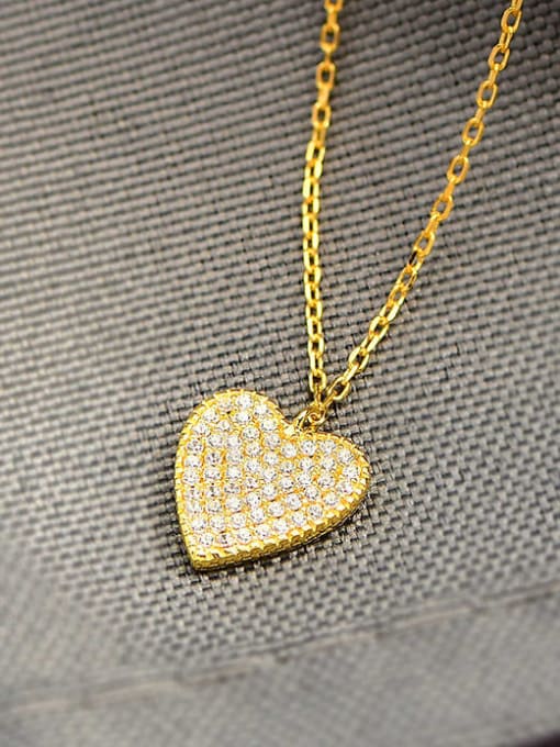 Golden 925 Sterling Silver Cubic Zirconia Heart Dainty Necklace