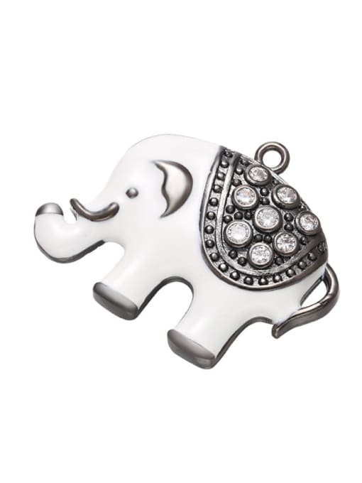 Gun black and white oil Brass Micro-Set Oil Drop Elephant Pendant